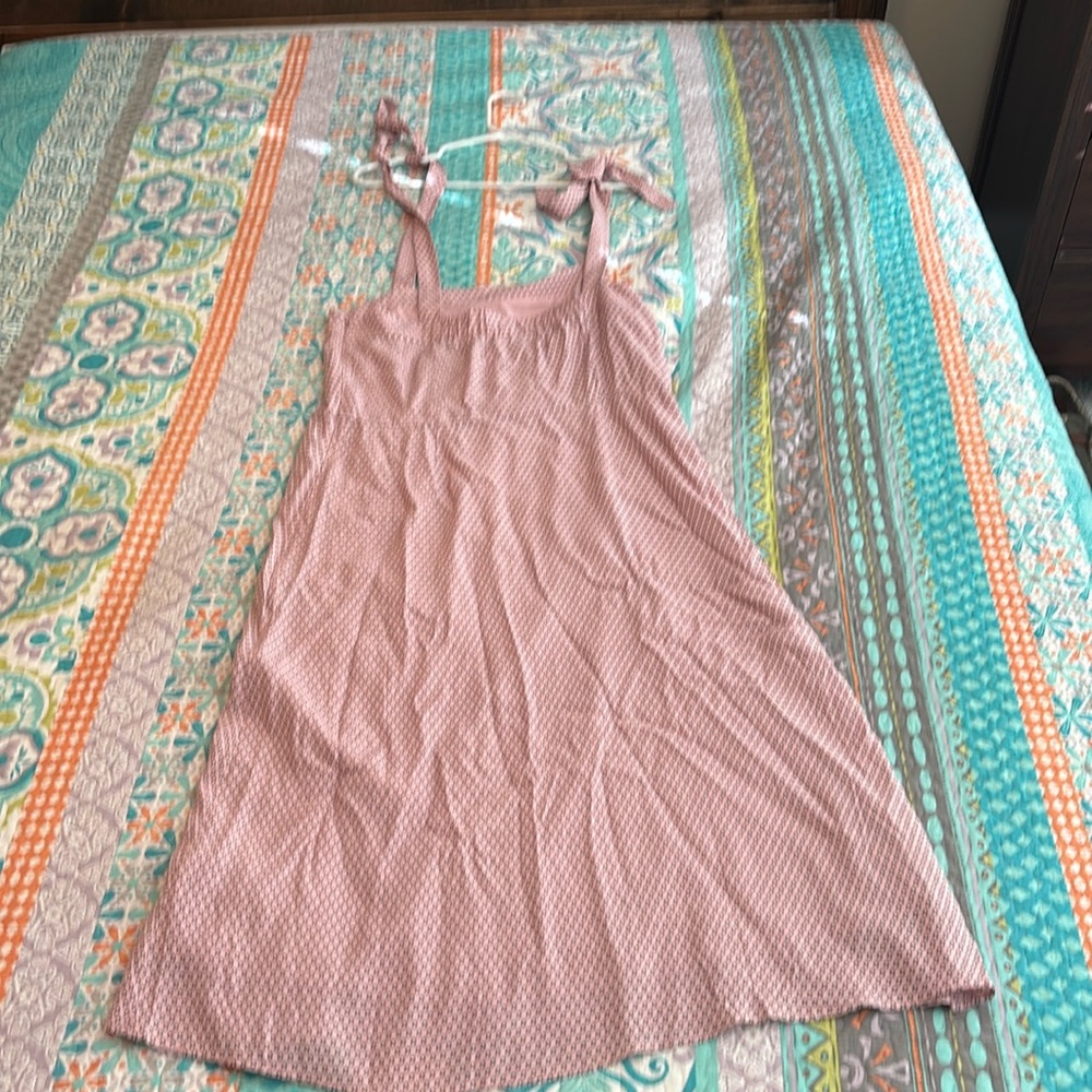 GAP Tie Shoulder midi pink print